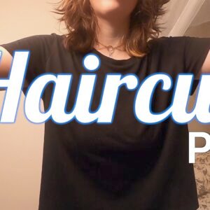 Still of brunette woman giving a haircut to the viewer text "Haircut POV @thelusciouslibra"