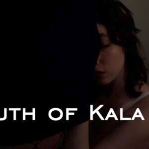 Video still of Kathrine on her knees nuzzling into Kala's bulge title "Mouth of Kala"